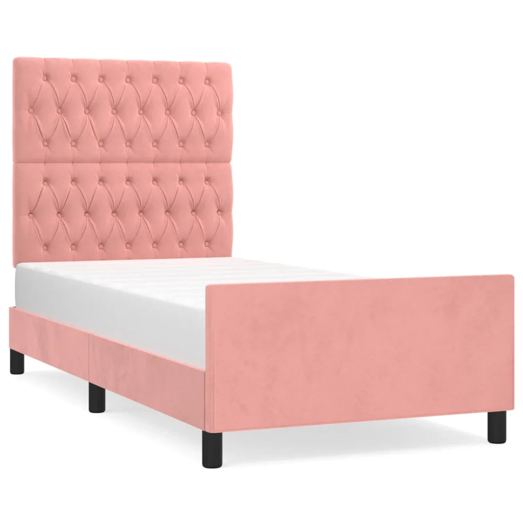 Giroletto con Testiera-Struttura Letto con testiera Rosa 100x200 cm in Velluto 374840