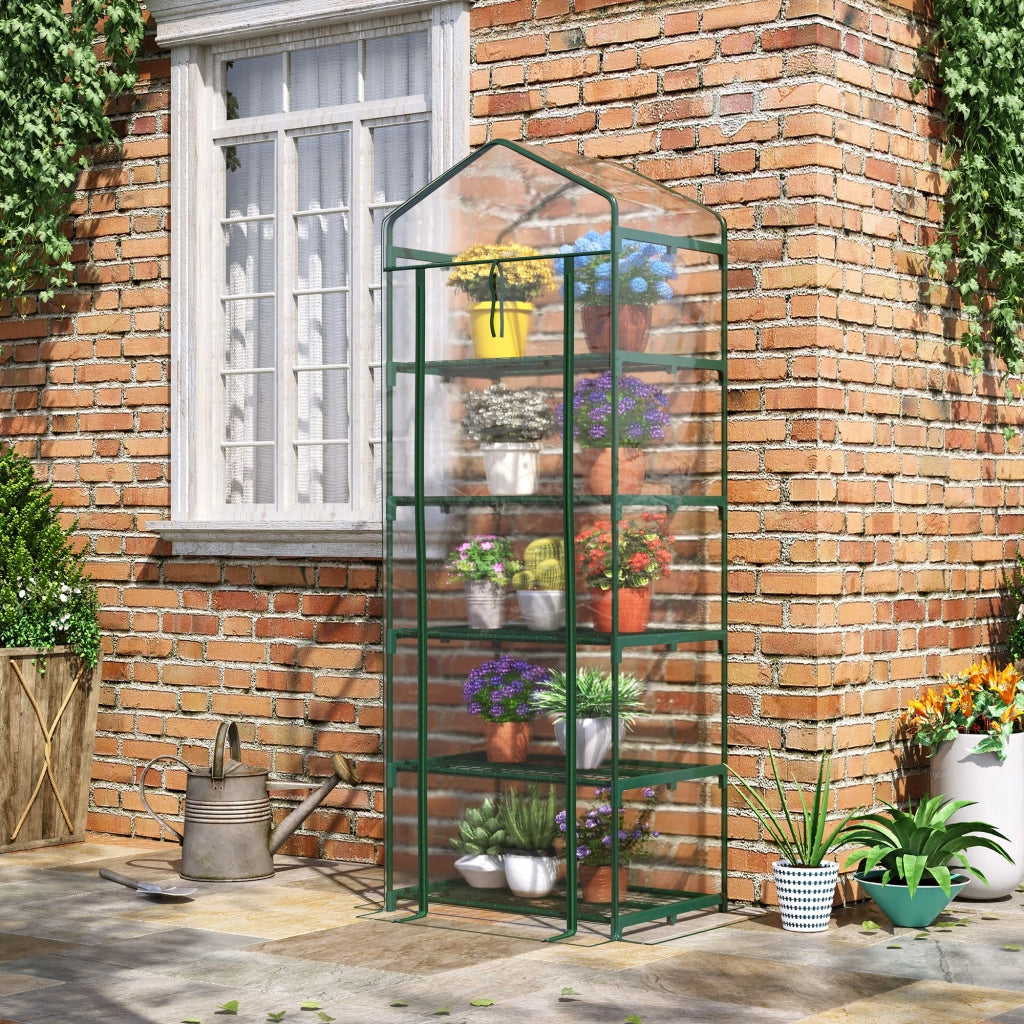 Serra da Giardino con Scaffali 5 Livelli ¨C Xylo ¨C PVC Trasparente 69x49x193cm