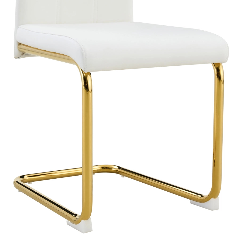 Sedia da Pranzo con Seduta Ergonomica e Struttura Stabile, in Metallo e PU, Oro Bianco 47.5 × 45.5 × 72.5 cm