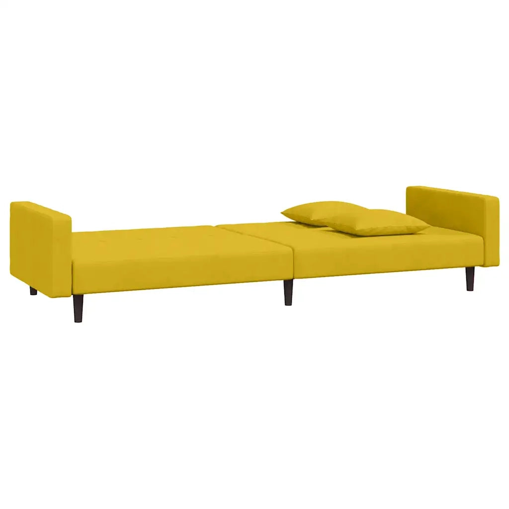 Divano letto | Sof¨¤ letto | Letto singolo a 2 Posti con 2 Cuscini Giallo in Velluto