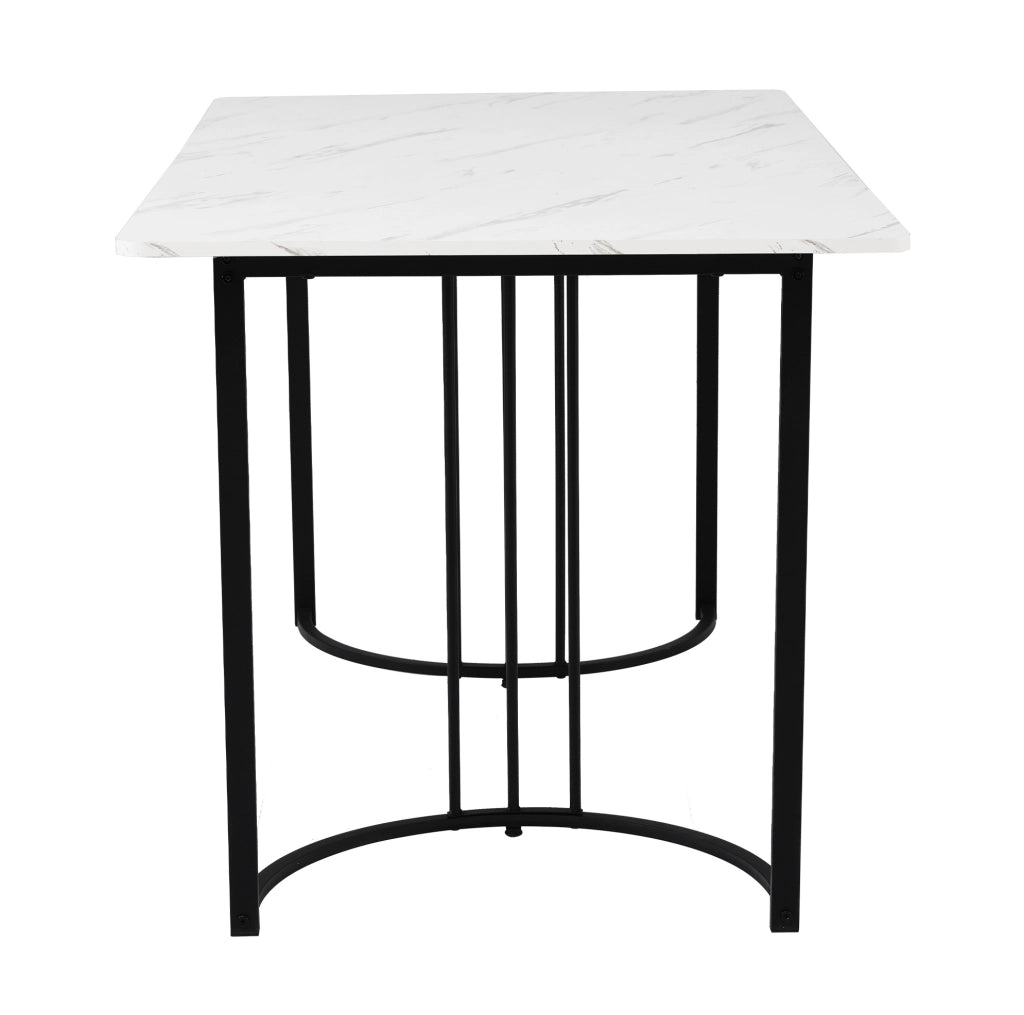 Tavolo da pranzo rettangolare 140x80 cm in MDF bianco con struttura in metallo