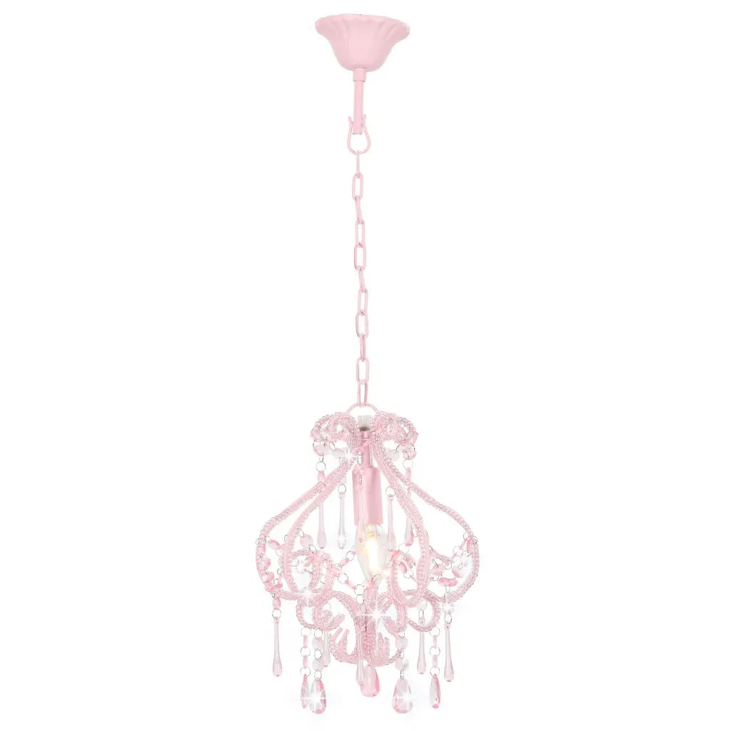 Lampadario con Perle Rosa Rotondo E14cod mxl 73394