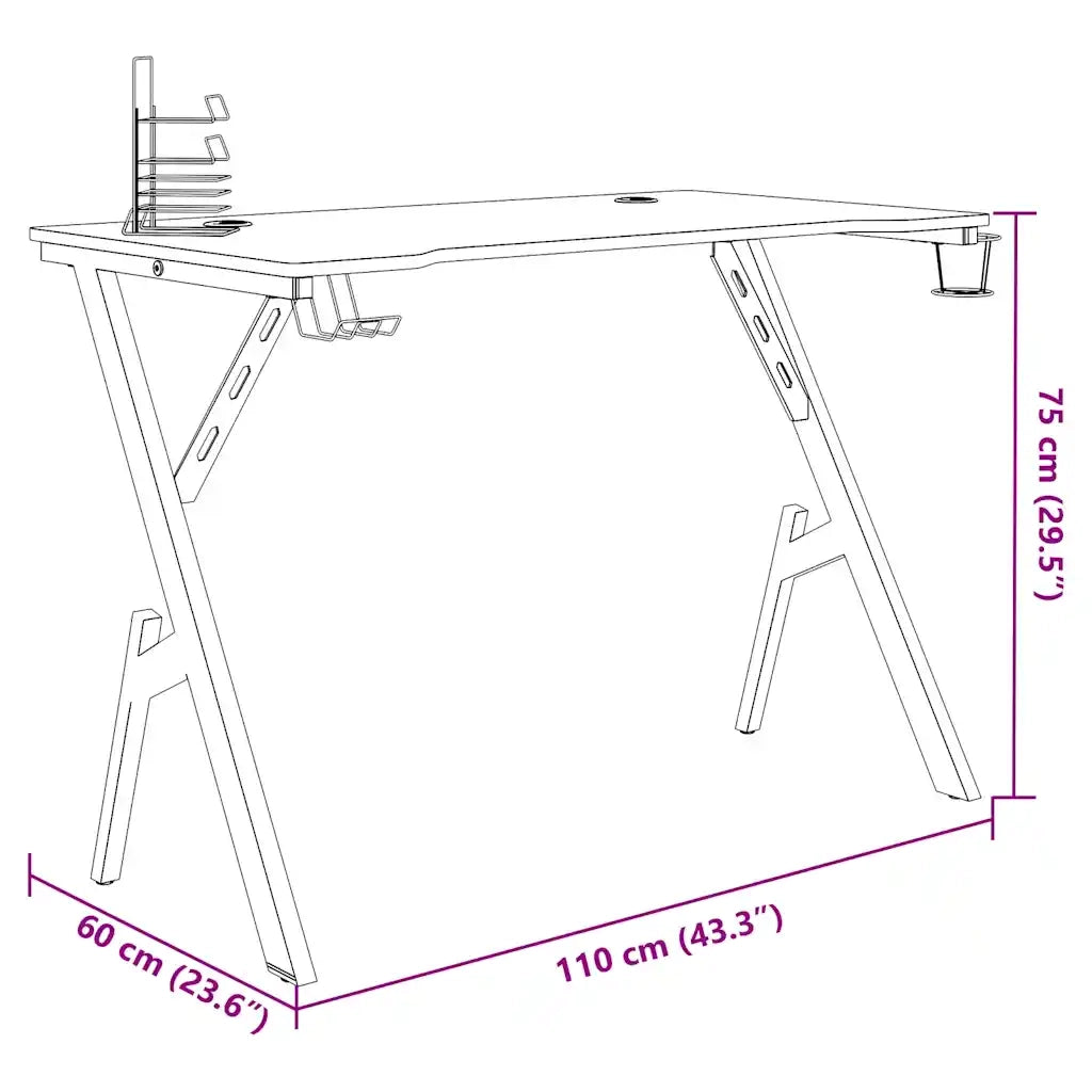 Scrivania da Gaming con Gambe a Y Nera 110x60x75 cm 325406