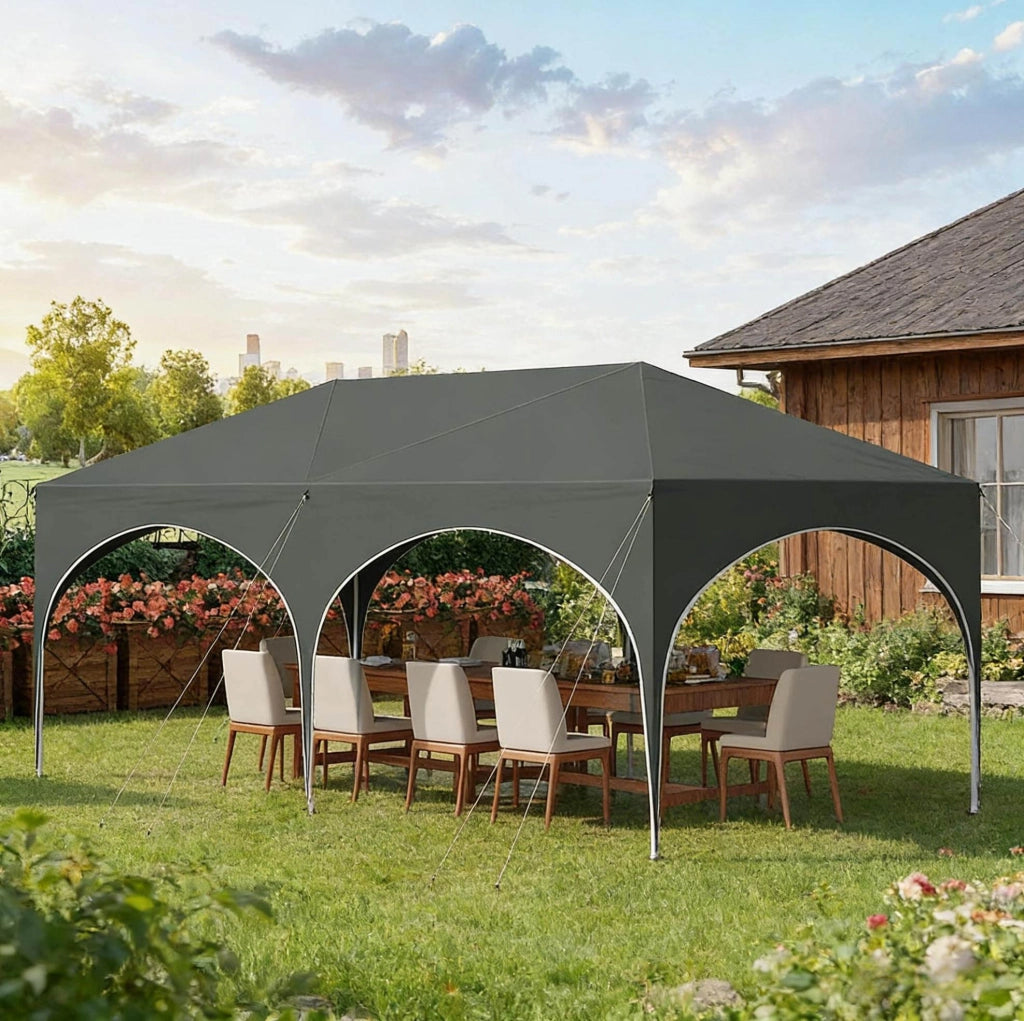 Gazebo da giardino 3x6 m con 6 pareti, impermeabile e UV 50+