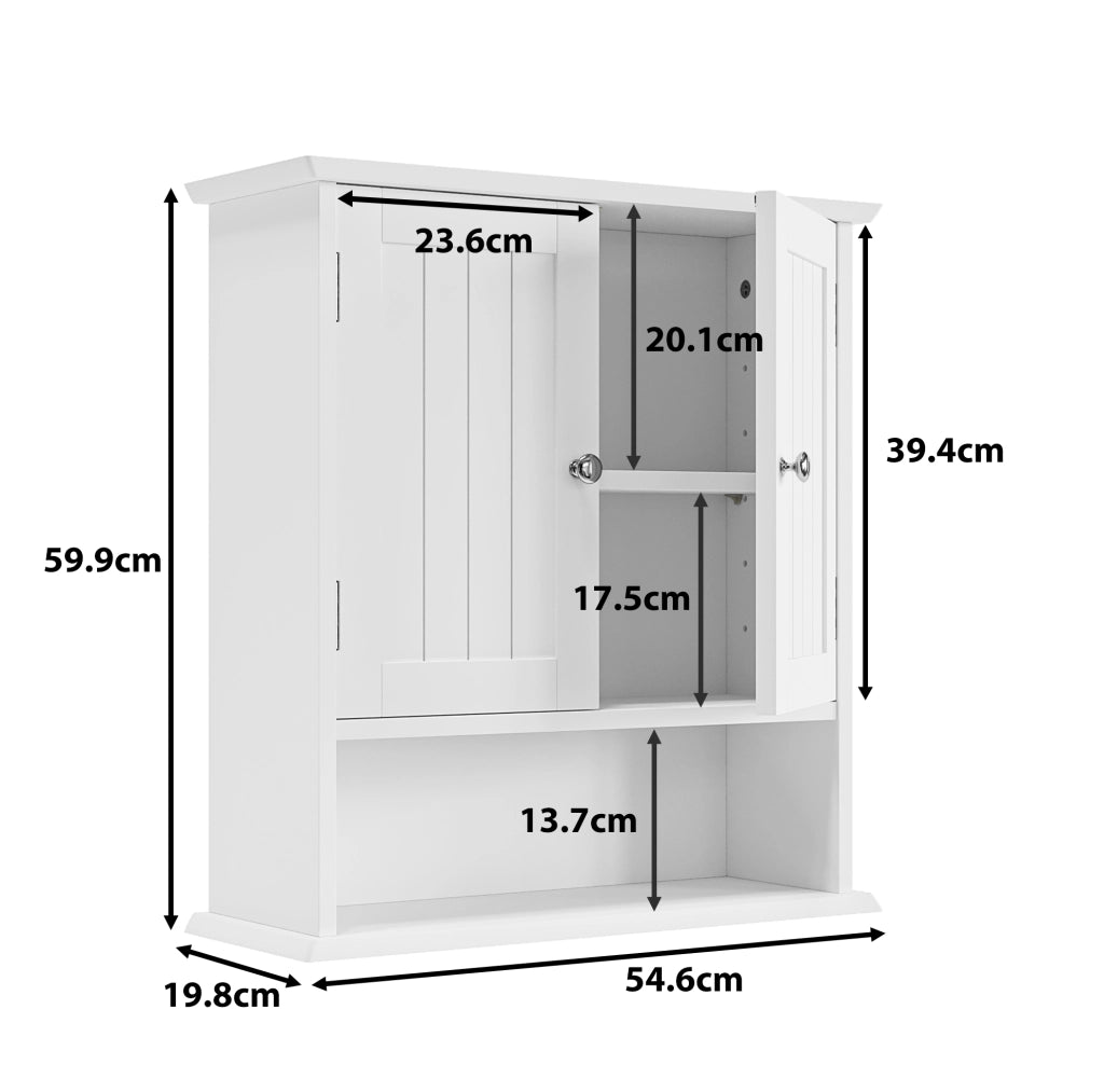Mobile da bagno sospeso 54,6x19,8x59,9 cm con ripiani regolabili in MDF bianco