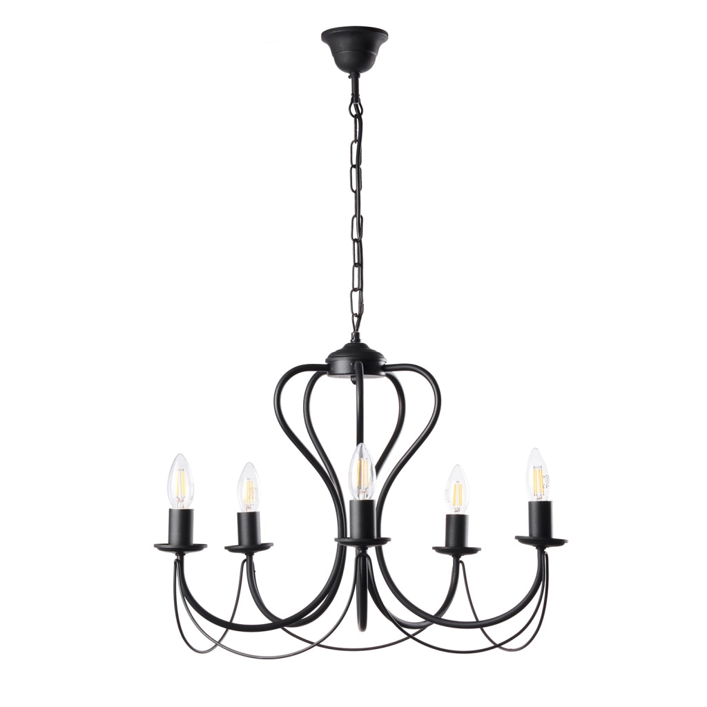Lampadario 5 luci Candela nero
