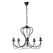Lampadario 5 luci Candela nero