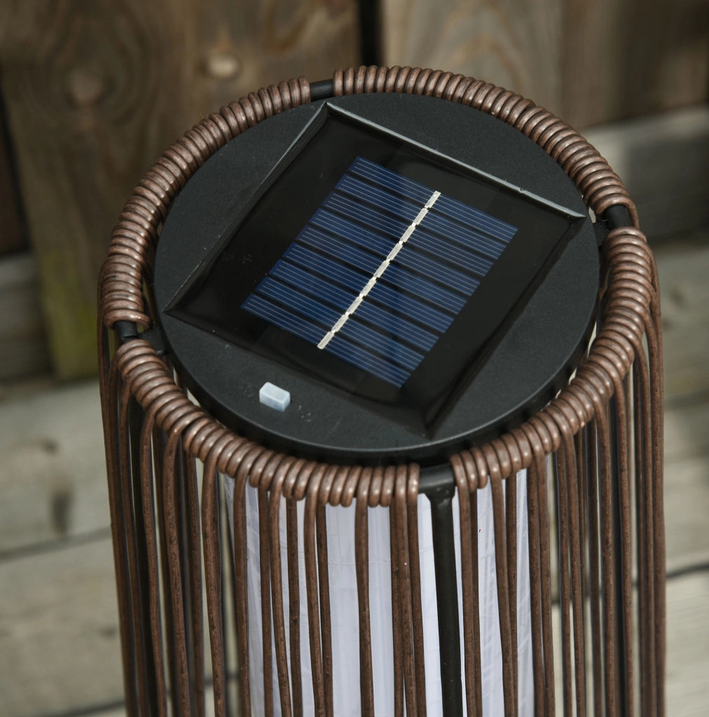 Lampada solare da giardino 21,5x21,5x61 cm in acciaio marrone automatica