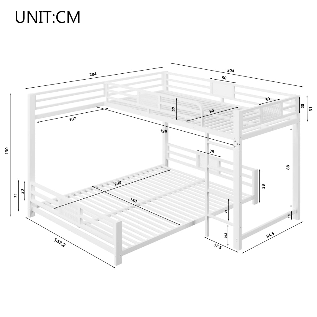 letto a castello in metallo bianco 204 x 204 cm