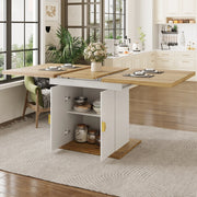 Tavolo allungabile con ripiani in MDF bianco