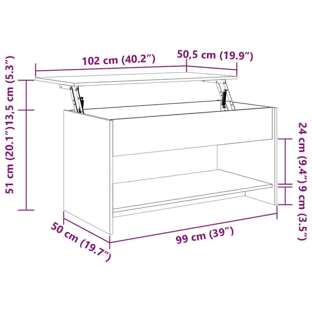 Tavolino Salotto Grigio Cemento 102x50x52,5cm Legno Multistrato 809651