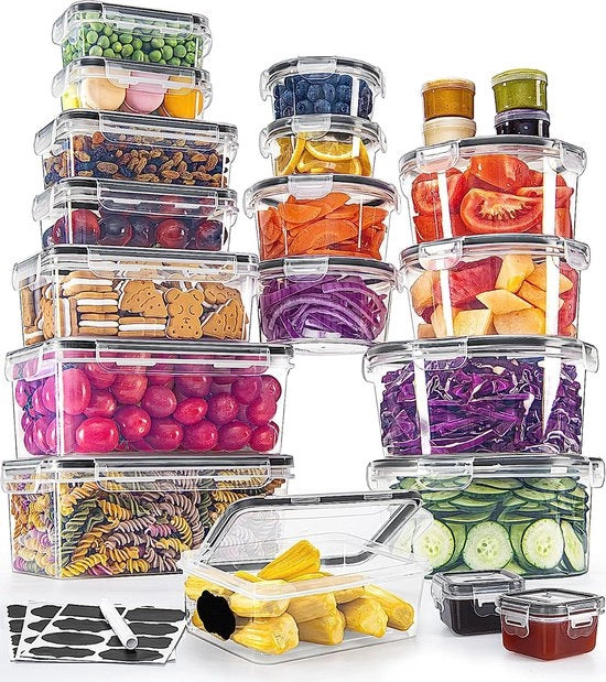 Set di contenitori a chiusura ermetica, 44 pezzi (22 contenitori + 22 coperchi), scatole per meal prep, da piccolo a grande, set di contenitori a chiusura ermetica per lavastoviglie, forno a microonde e conservazione a basso grado, privi di BPA