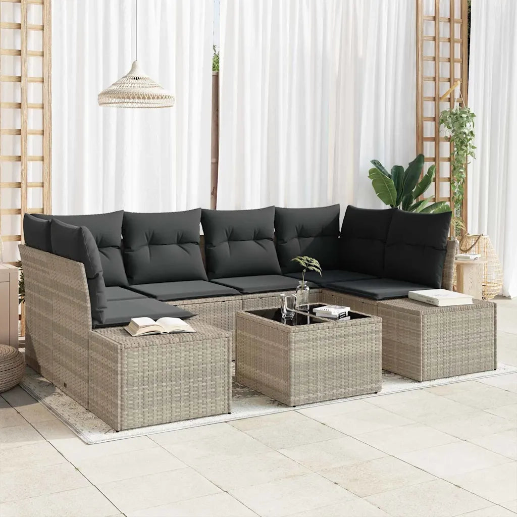 Set Divano da Giardino 8 pcs Grigio chiaro e grigio scuro