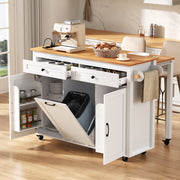 Isola da cucina con ruote 120 x 40-75 x 92 cm in MDF bianco, piano estensibile