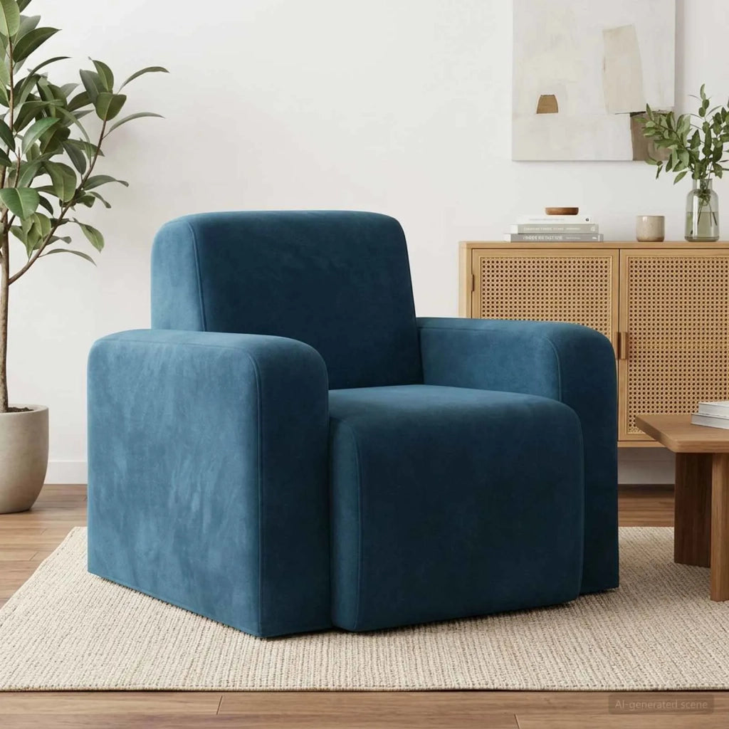 Poltrona-Divano Sedia Blu Velluto 246497