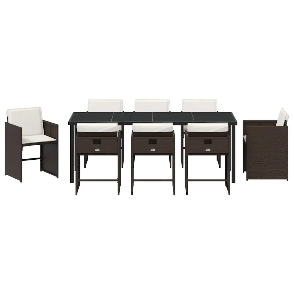 Set da Pranzo per Giardino con cuscino 9 pcs Marrone polyrattan 3379987