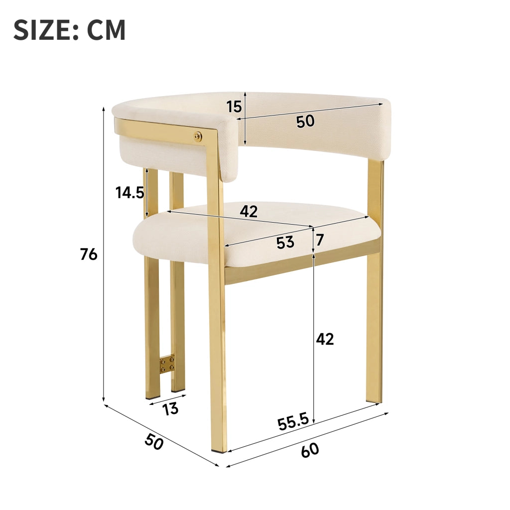 SEDIA da pranzo Set da 2 pezzi in Chenille Beige e Oro