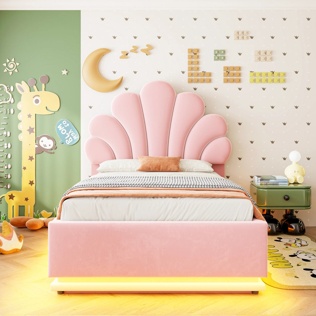 letto imbottito velluto rosa 90 x 200 cm