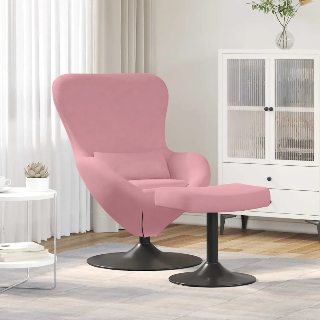 Poltrona | Sedia Egg con Pouf Rosa Velluto