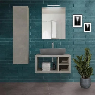 Inserto reversibile in grigio cemento per mobile bagno sospeso aperto Master