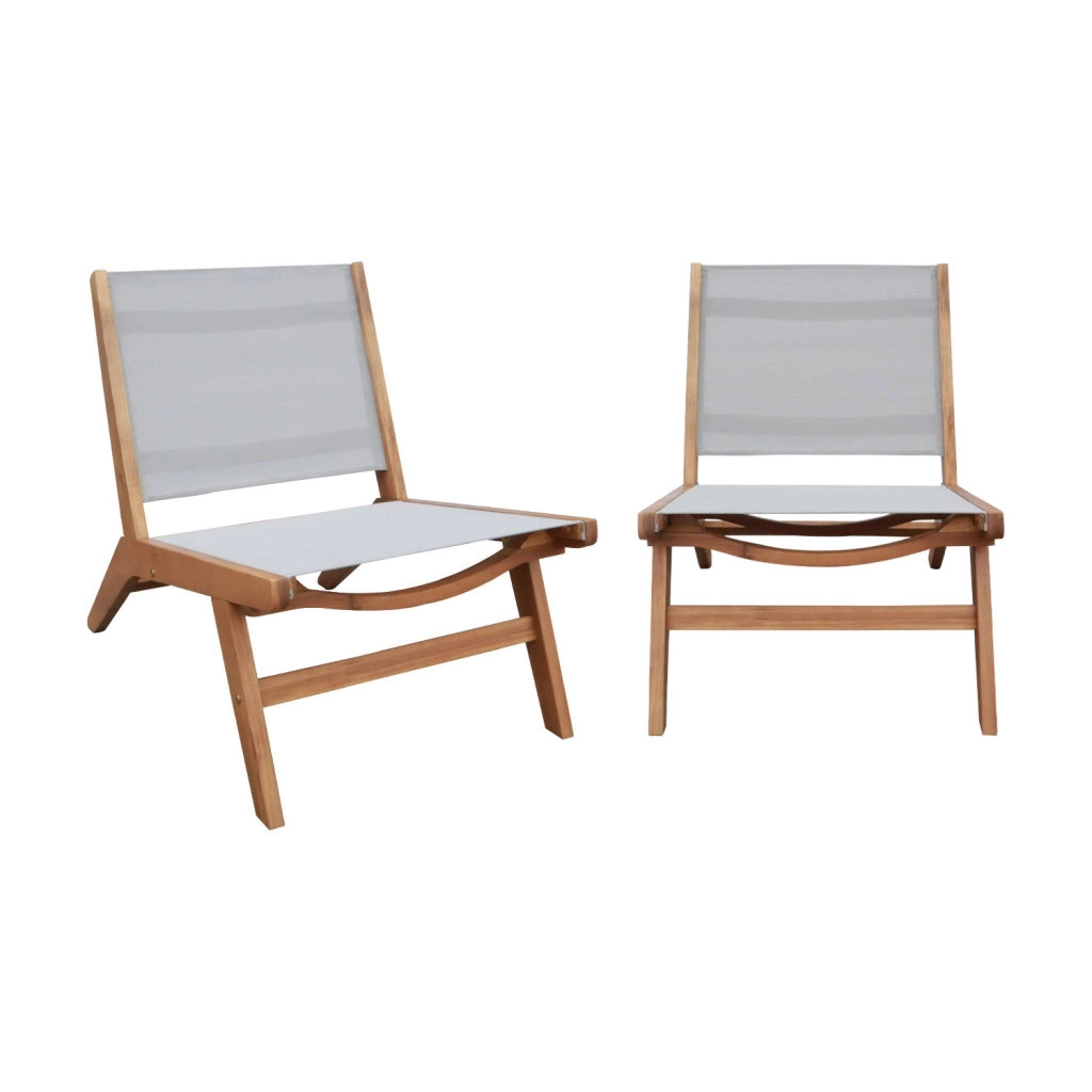 Set 2 sedie in legno di acacia e textilene , grigio