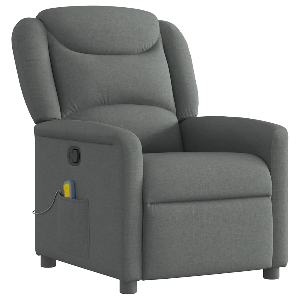 Poltrona Massaggiante Reclinabile Grigio Scuro in Tessuto 4015607