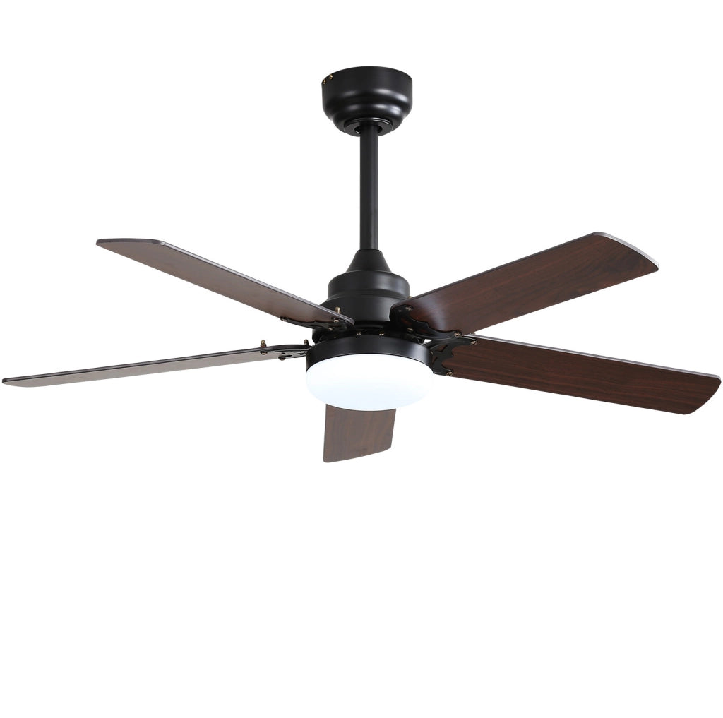 Ventilatore da soffitto 106,6 × 106,6 × 49 cm in MDF nero, LED e telecomando