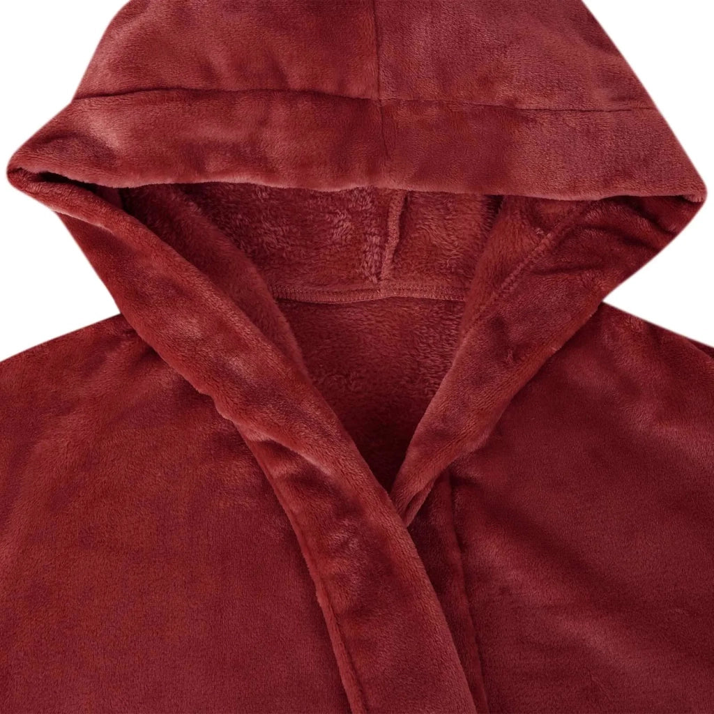 Accappatoio con Cappuccio Rosso Bordeaux l Flanella CFW3510499