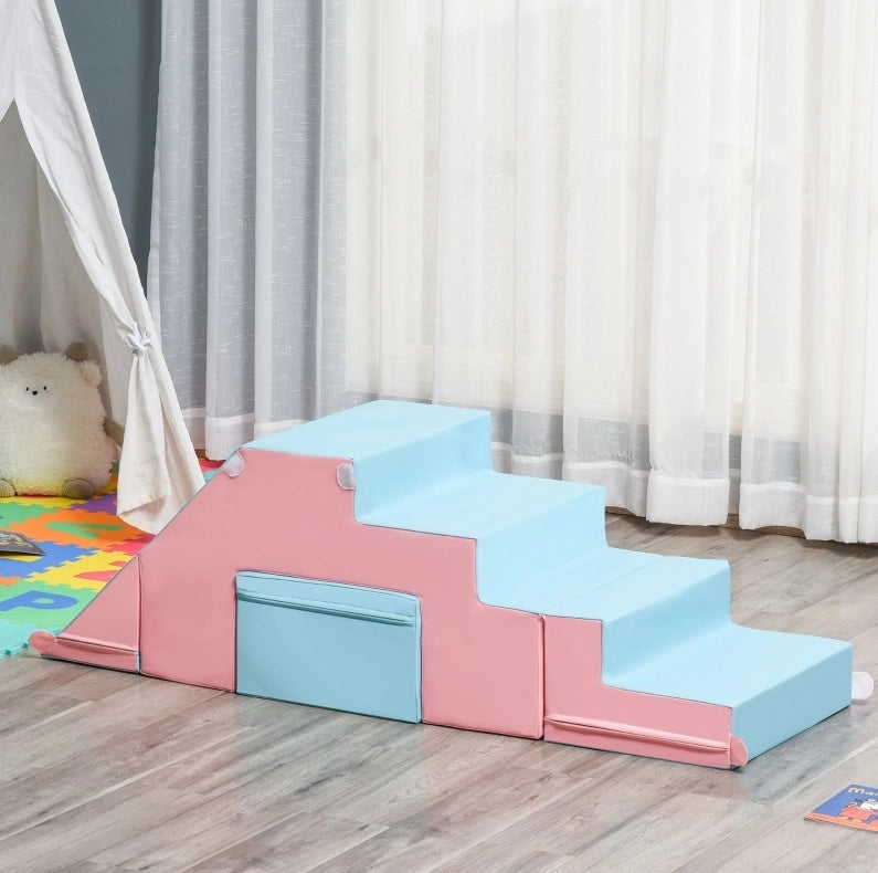 Set di moduli morbidi ULEVR per arrampicata e scivolo, 86x49x47 cm, similpelle rosa