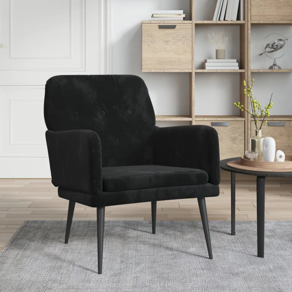 Poltrona | Sedia Relax Nera 62x79x79 cm Velluto