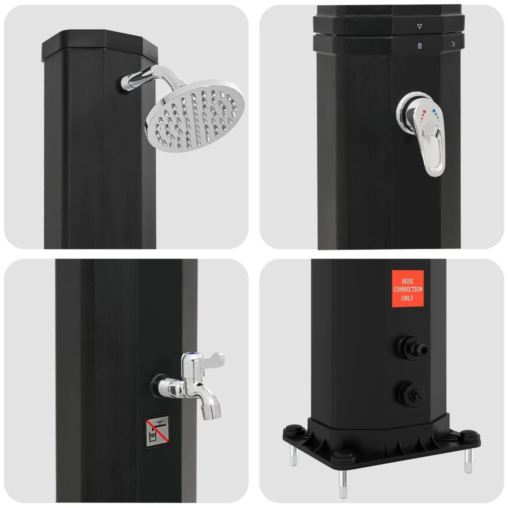 Doccia solare con testa doccia e rubinetto 40 l Nero 42039812