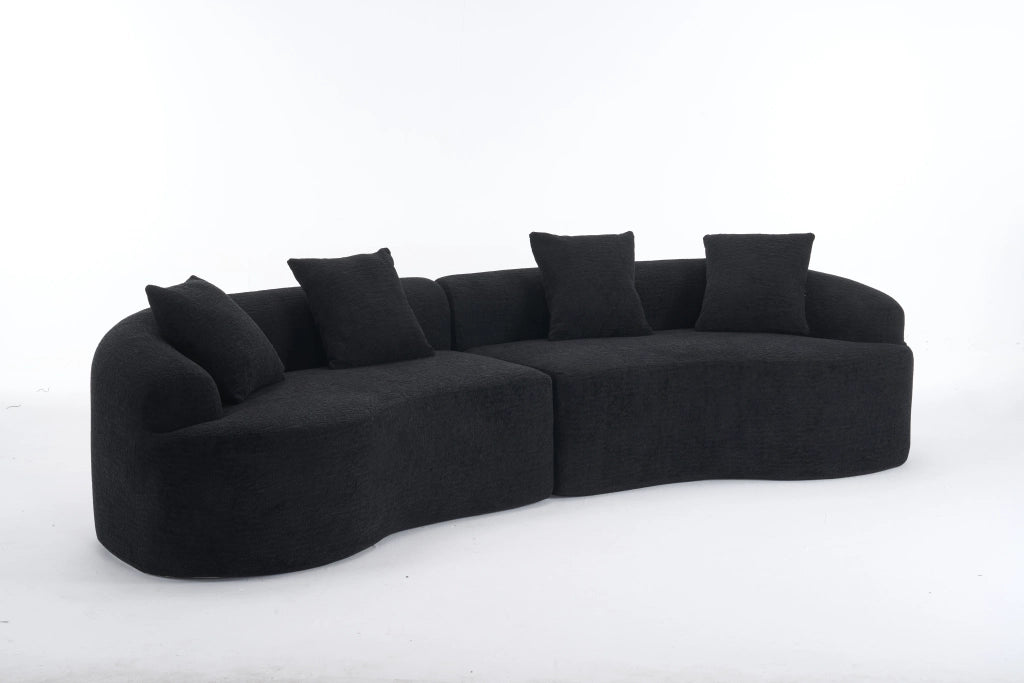 Divano modulare a 4 posti in chenille dalla forma curva configurabile per soggiorno e zona living