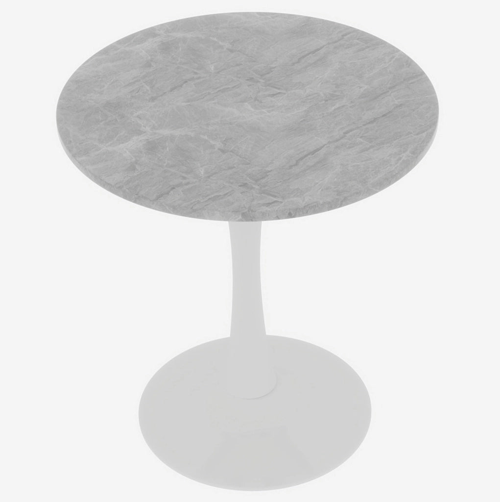 Tavolino rotondo moderno in marmo artificiale grigio e bianco