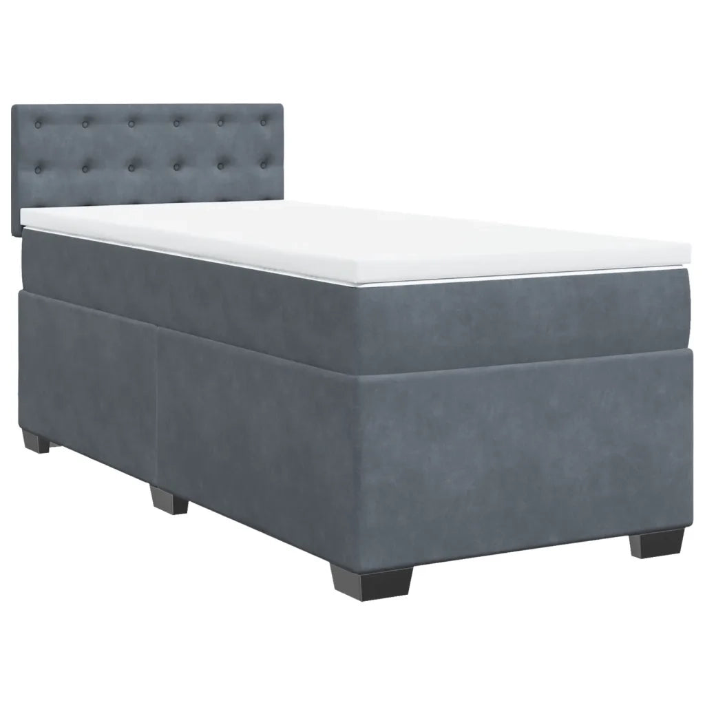 Giroletto a Molle con Materasso Grigio Scuro 90x190 cm Velluto
