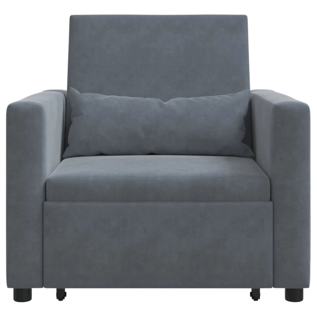 Divano letto estraibile singolo con ruote Grigio scuro Velluto 42002698