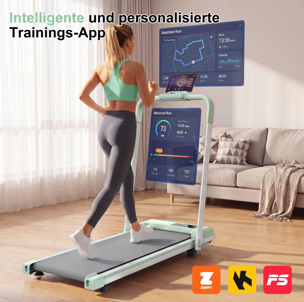 Tapis roulant pieghevole 3 in 1 verde con inclinazione 10%