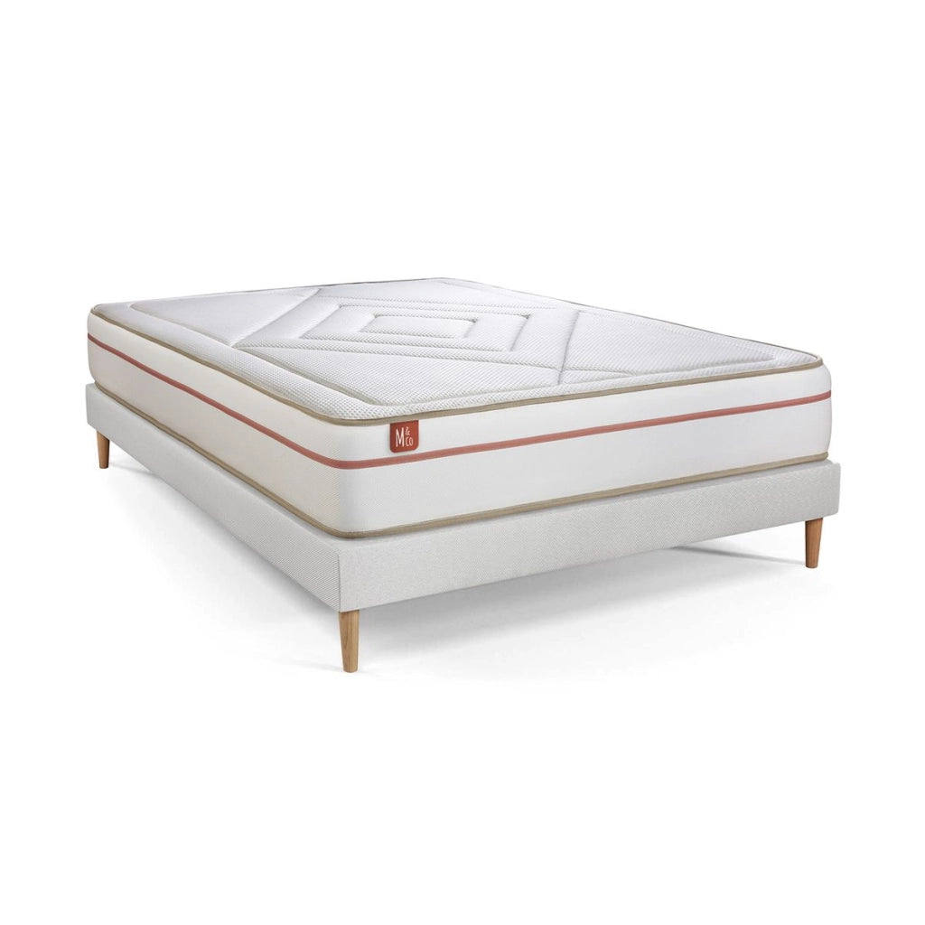 Pacchetto letto completo - Materasso 180x200cm + Box spring con doghe (kit) + 2 cuscini + Piumino - Le Paisible