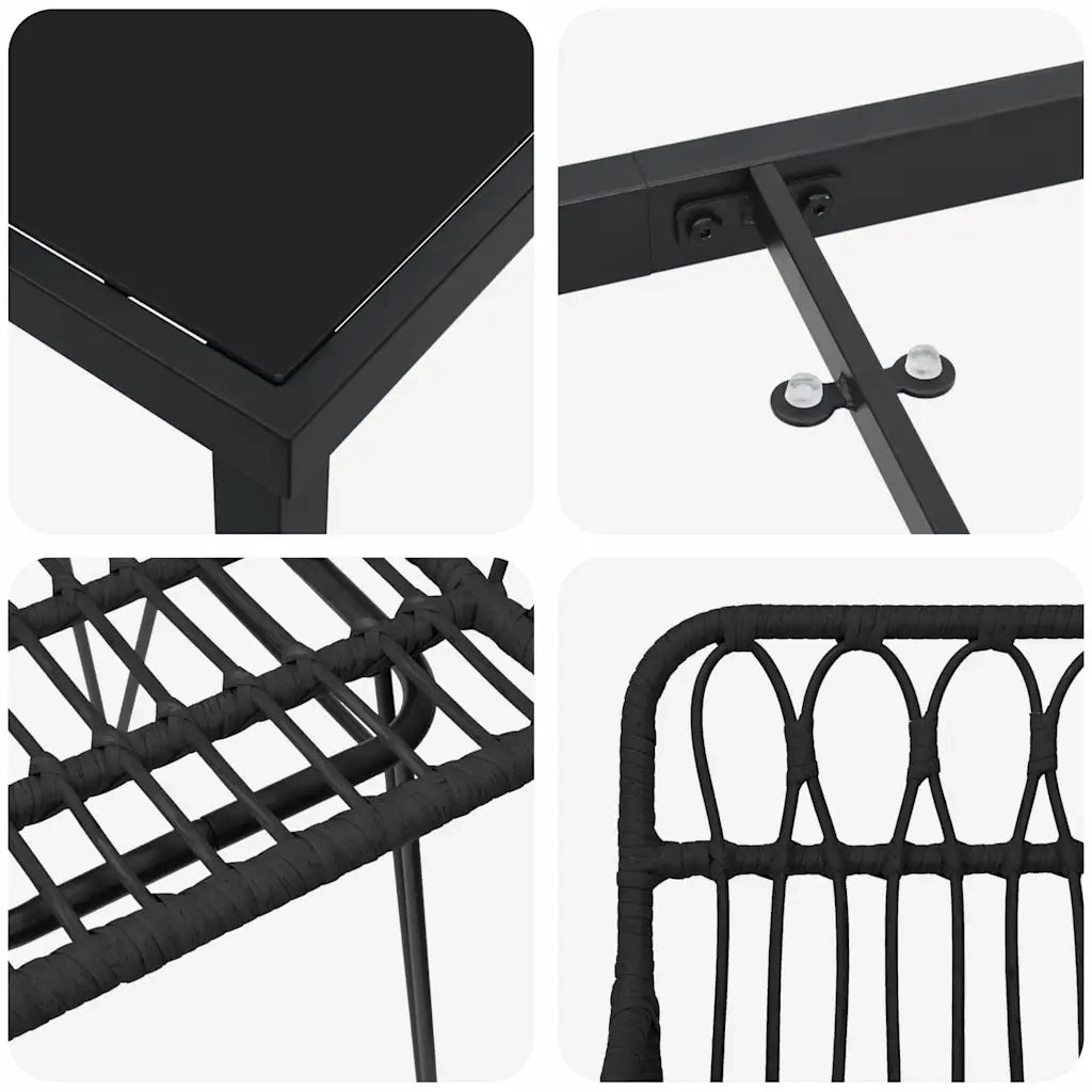 Set da Pranzo per Giardino 7 pcs Nero 3379189