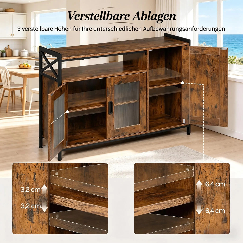 Mobile da cucina stile industriale, credenza con vano aperto, armadio portaoggetti per soggiorno (solo mobile da cucina)