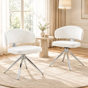 Set di 2 sedie da pranzo 45x50,5x77 cm in PU bianco girevoli -
