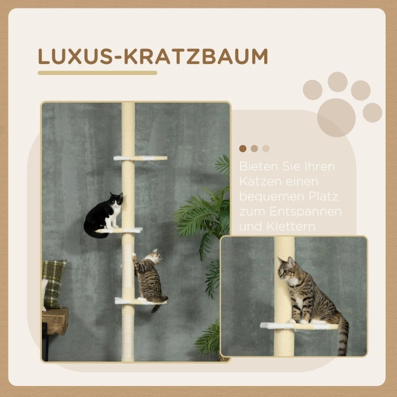 Tiragraffi per gatti regolabile 220-260 cm giallo