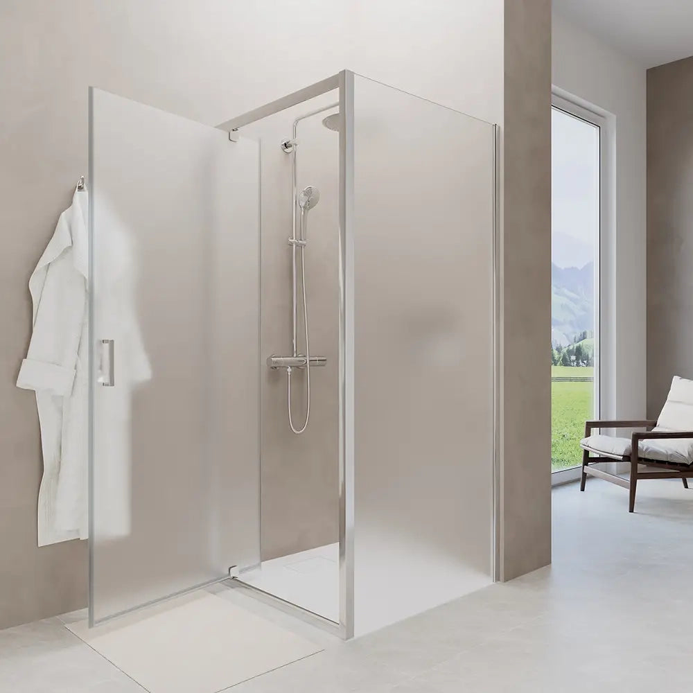 Box doccia 80x70 cm angolare apertura a battente vetro 6mm opaco | Apulia