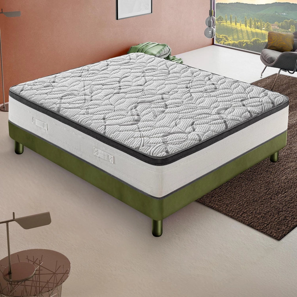 Materasso Matrimoniale 150x190 - In schiuma HR - Altezza 25 cm - Ortopedico - Rigidità H3 - Rivestimento CARBON DELUXE - Alta densità