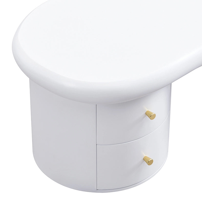 Tavolino da caff¨¨ 97x64x42 cm con 2 cassetti in MDF bianco
