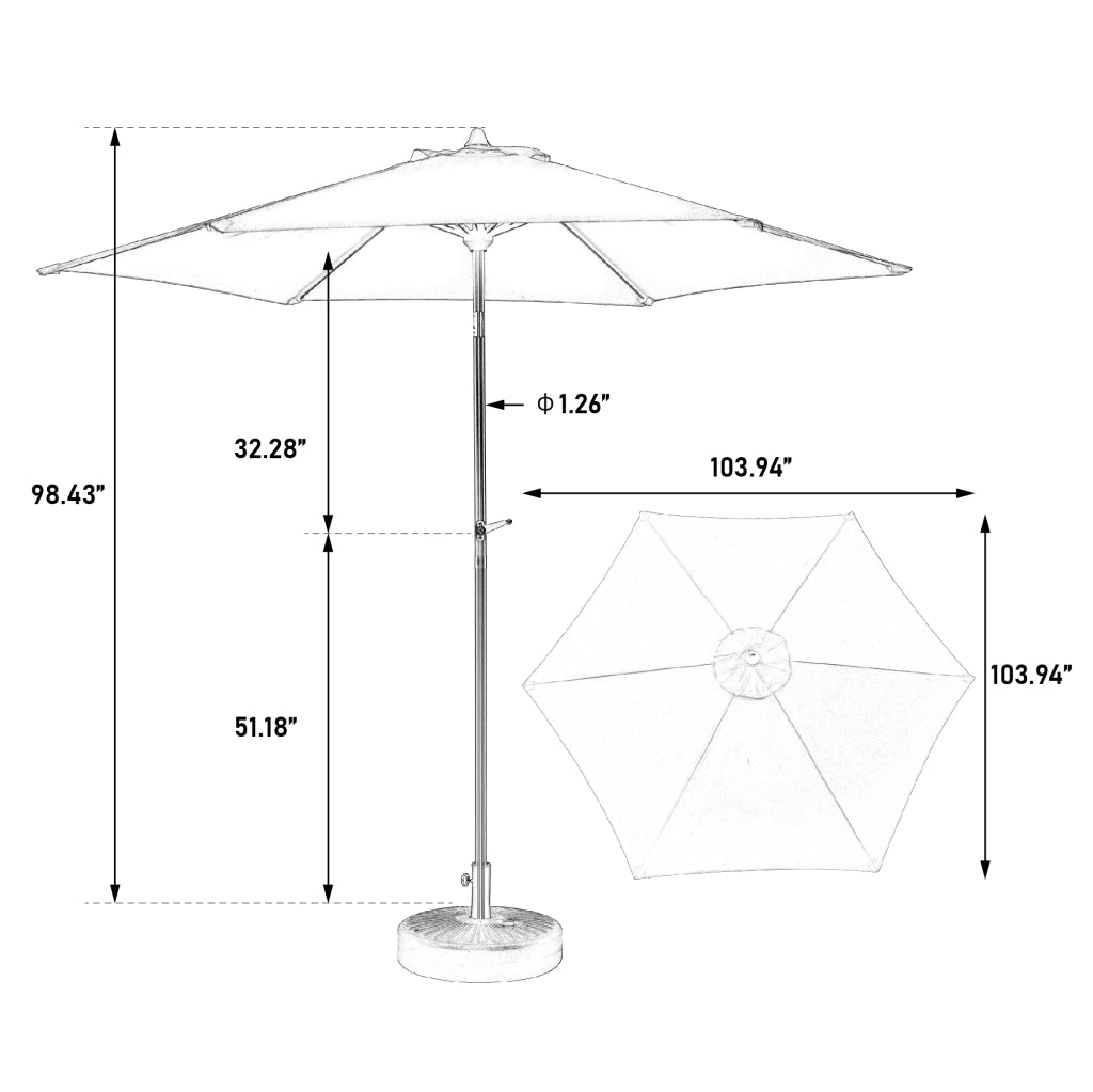 Ombrellone da giardino doppio 9 ft con manovella e inclinazione; poliestere blu scuro senza base