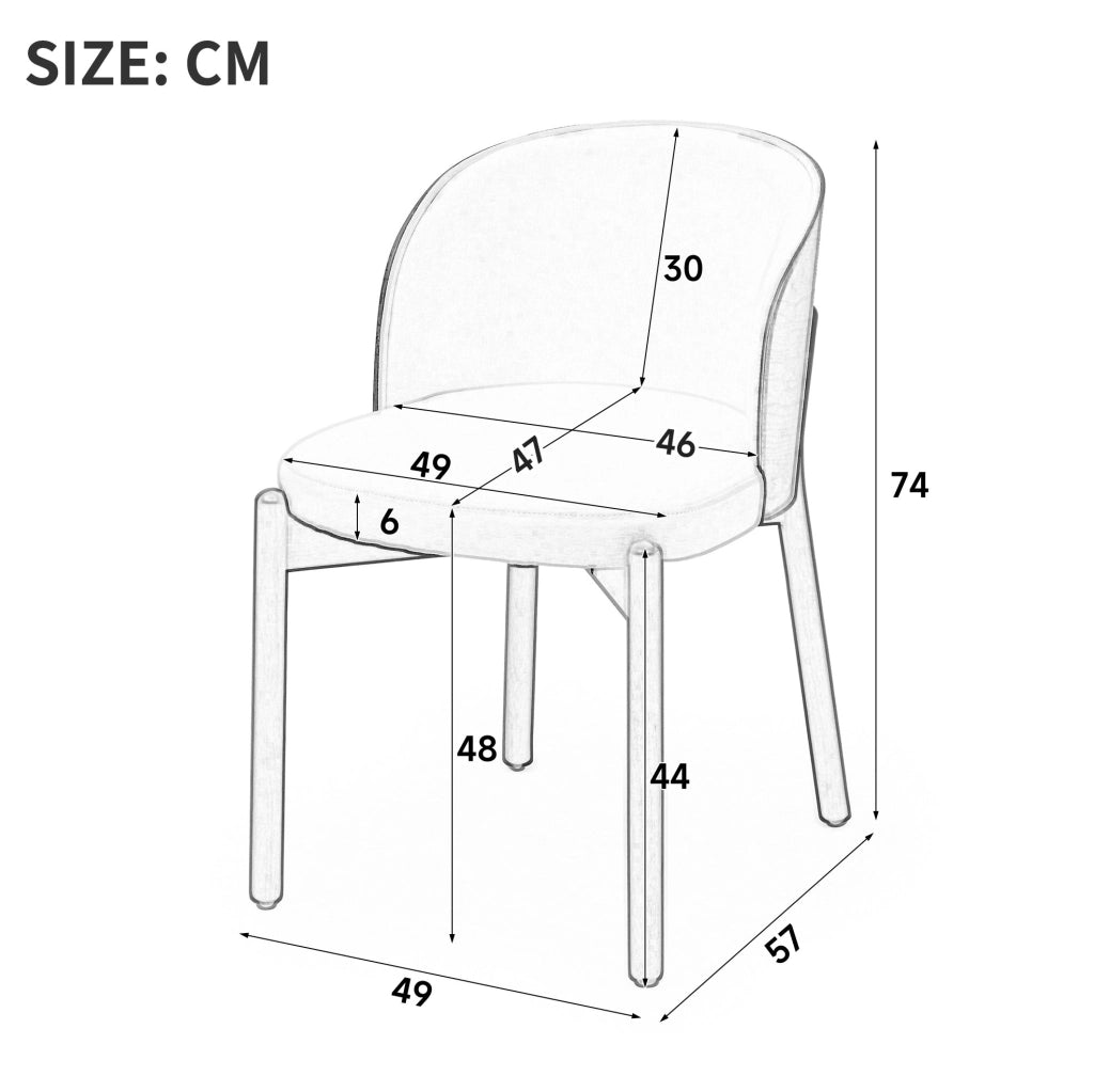 Set 4 sedie da pranzo in legno massello e tessuto di lino naturale HOMVRA
