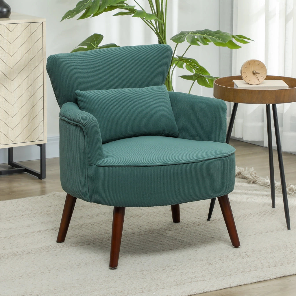 Poltrona Moderna Girevole Imbottita con Poggiapiedi e Cuscino Lombo ¨C Minimal ¨C Verde Scuro