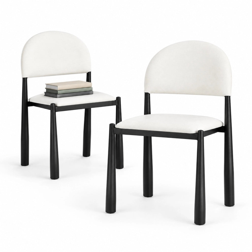 Sedie da pranzo in PU bianco con schienale semicircolare e gambe in metallo HOMVRA