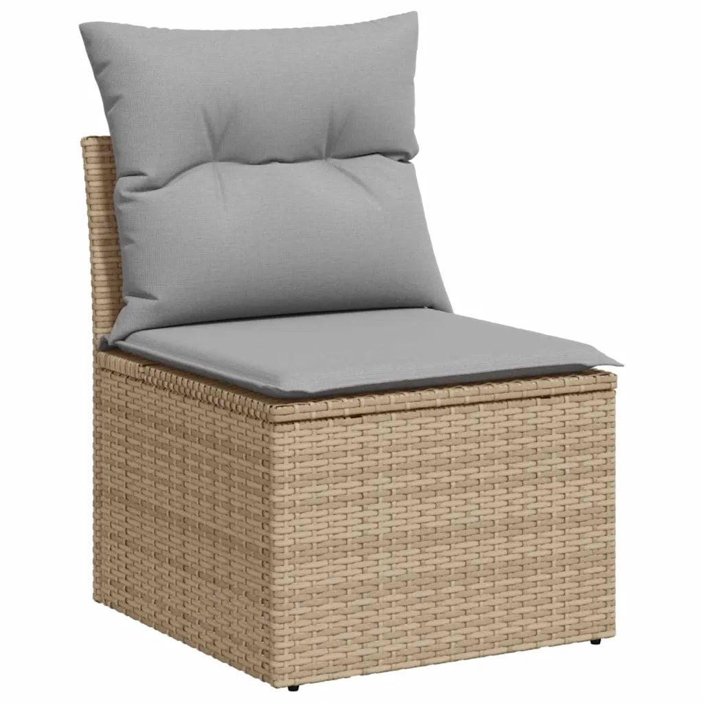 Set Divano da Giardino con cuscino 9 pcs Beige polyrattan