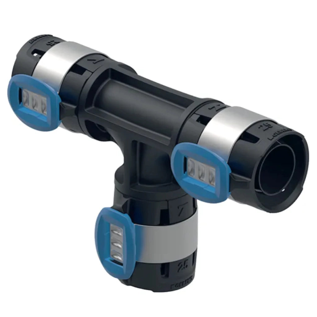 RACCORDO A T FLOWFIT UGUALE PER MULTISTRATO A PRESSARE ø25/25/25 MM   GEBERIT